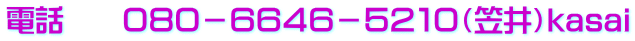 電話　　０８０－６６４６－５２１０（笠井）kasai